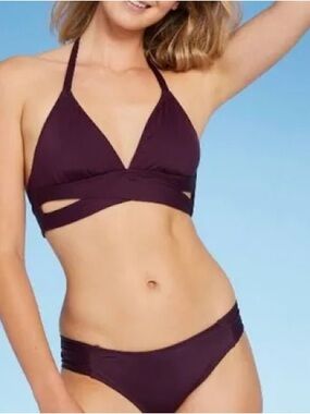 Women's Plum Halter Wrap Bikini Top
